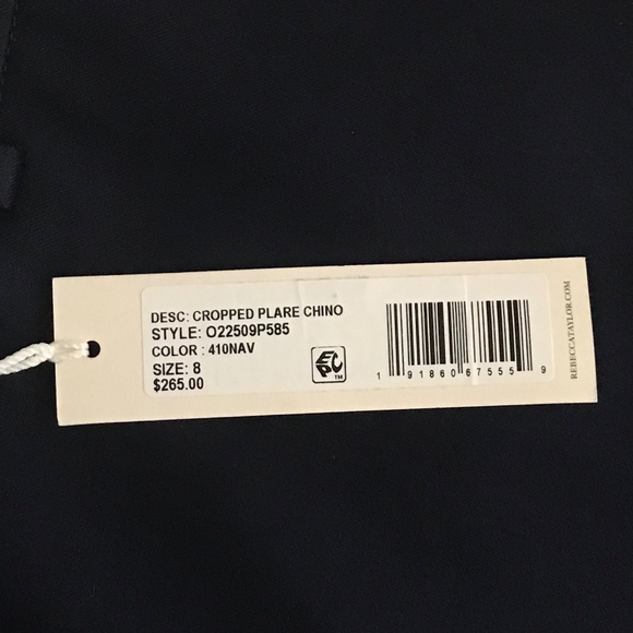 REBECCA TAYLOR Chino Wide Leg Pants Flare Cropped Cotton Blue Women’s Size 8 - Picture 10 of 16